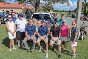 Some of the Trane hosts with the donated food items: Bethany Park, John Weber, Randy Reno, John Jensen, John Higgins, Dan Smith, Susan Rivera, Dennis Haggerty and Heather Fox