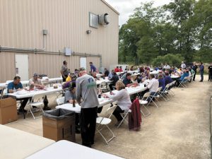 Enjoying the crawfish.