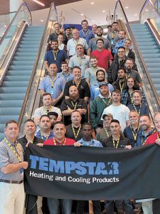 Some of the training attendees assembled at the entry stairway of the UTC Center for Intelligent Buildings.